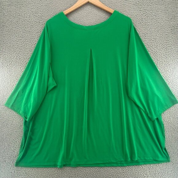 Susan Graver Top Womens 5X Plus Green Modern Essentials Liquid Knit Pullover 3/4 - Picture 3 of 9